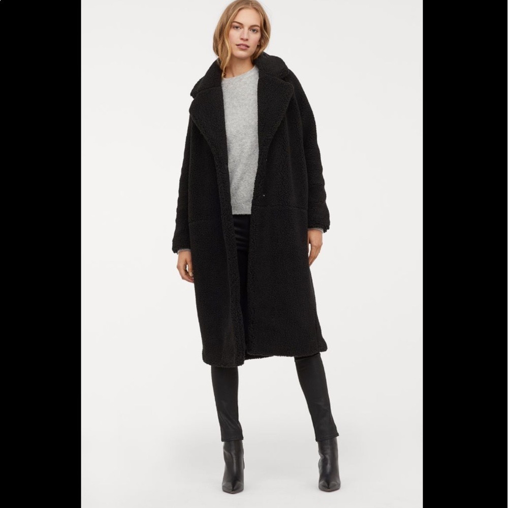 H&M Black Teddy Coat